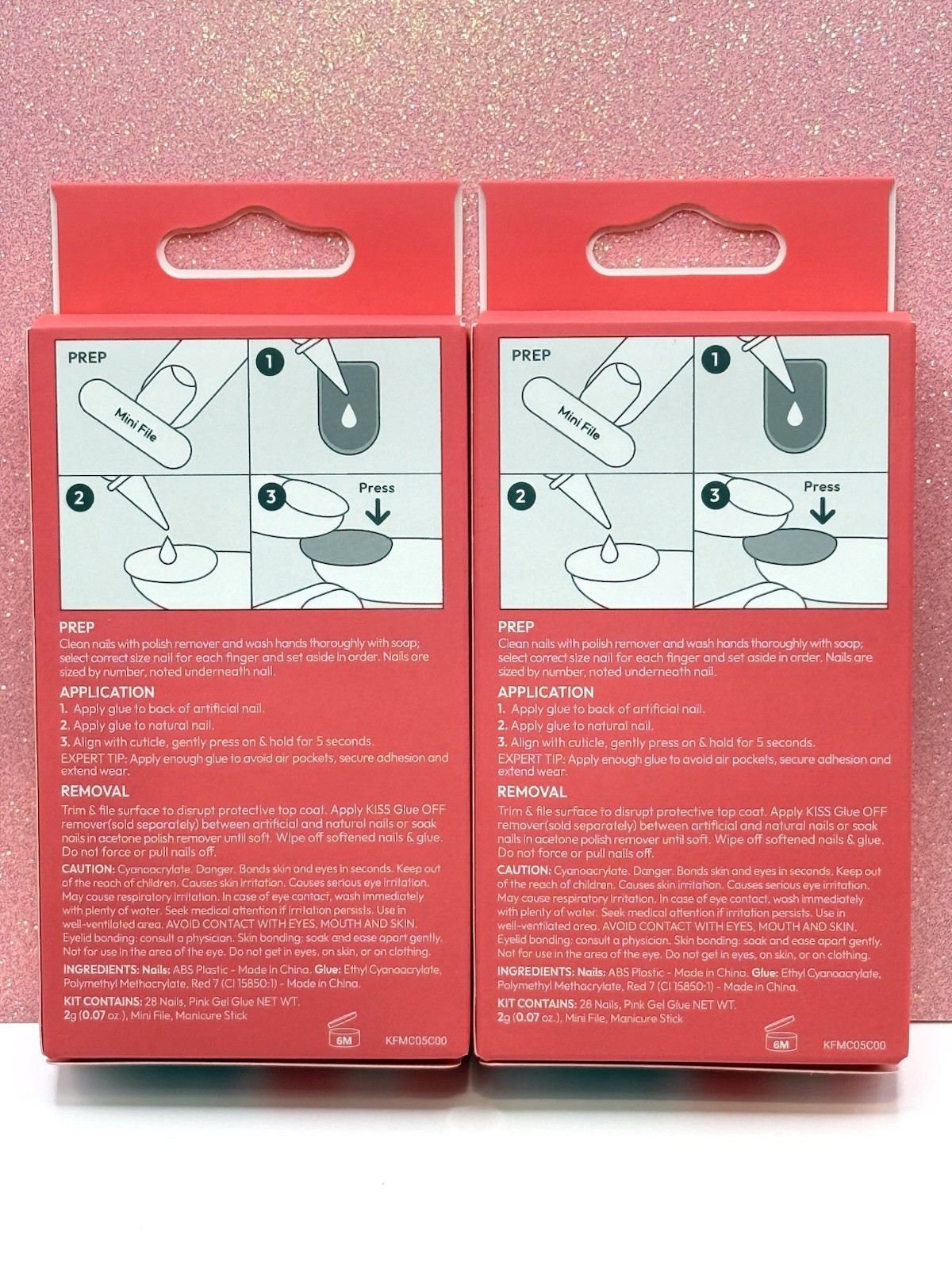 Kiss My Perfect French Press-On Manicure Nails Medium Almond Blue Chrome 2pack
