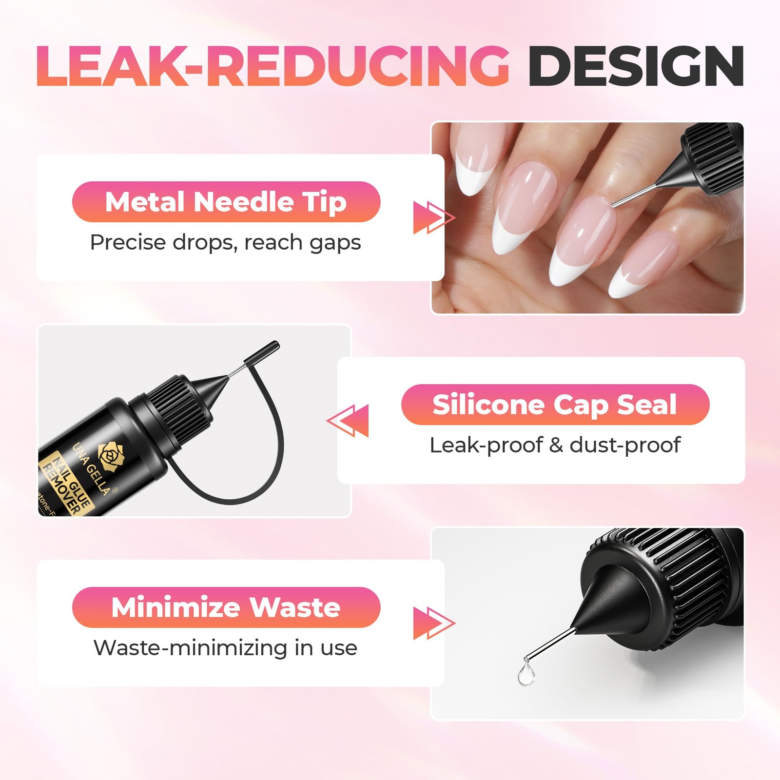 UNA GELLA 20ml*2PCS Nail Glue Remover for Press on, Multi-Functional Clear