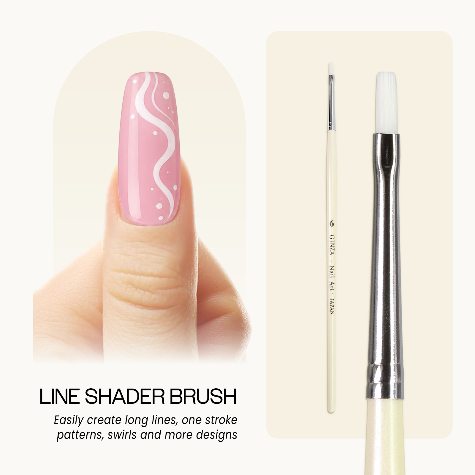 Ginza Professional Acrylic UV Gel Nail Art Liner Shader Brush with Wood Handle