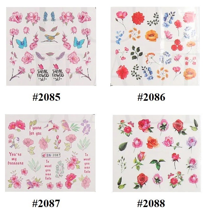 Watercolor Floral Butterfly Nail Art Stickers: Water Transfer Decals(Group 1)