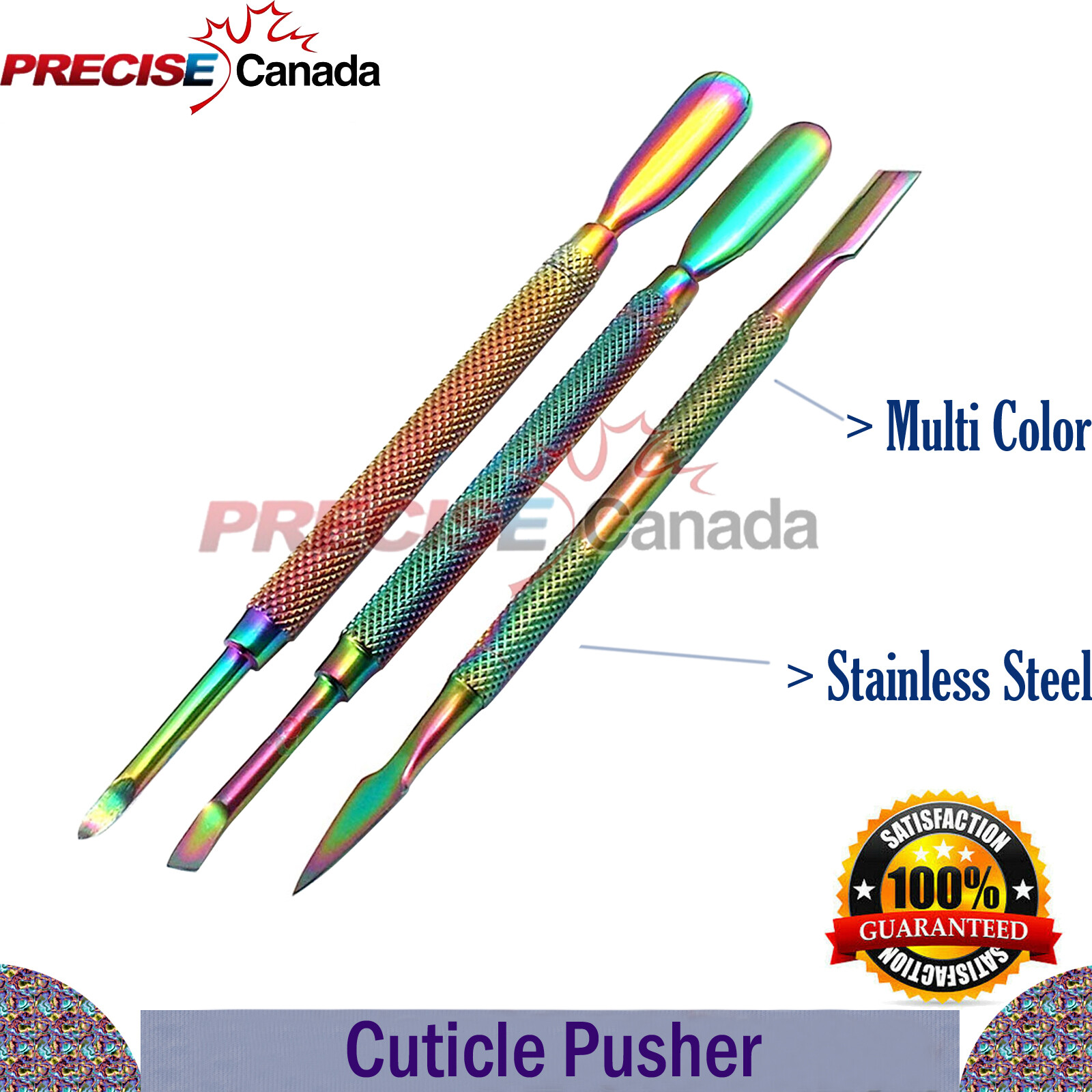 3 Pcs Cuticle Pusher Remover Nail Cleaner Manicure Pedicure Tool Set Multi Color
