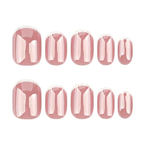 Extra Short Square Shaped Fake Nails – Chrome Tip Press on Nails – Glossy