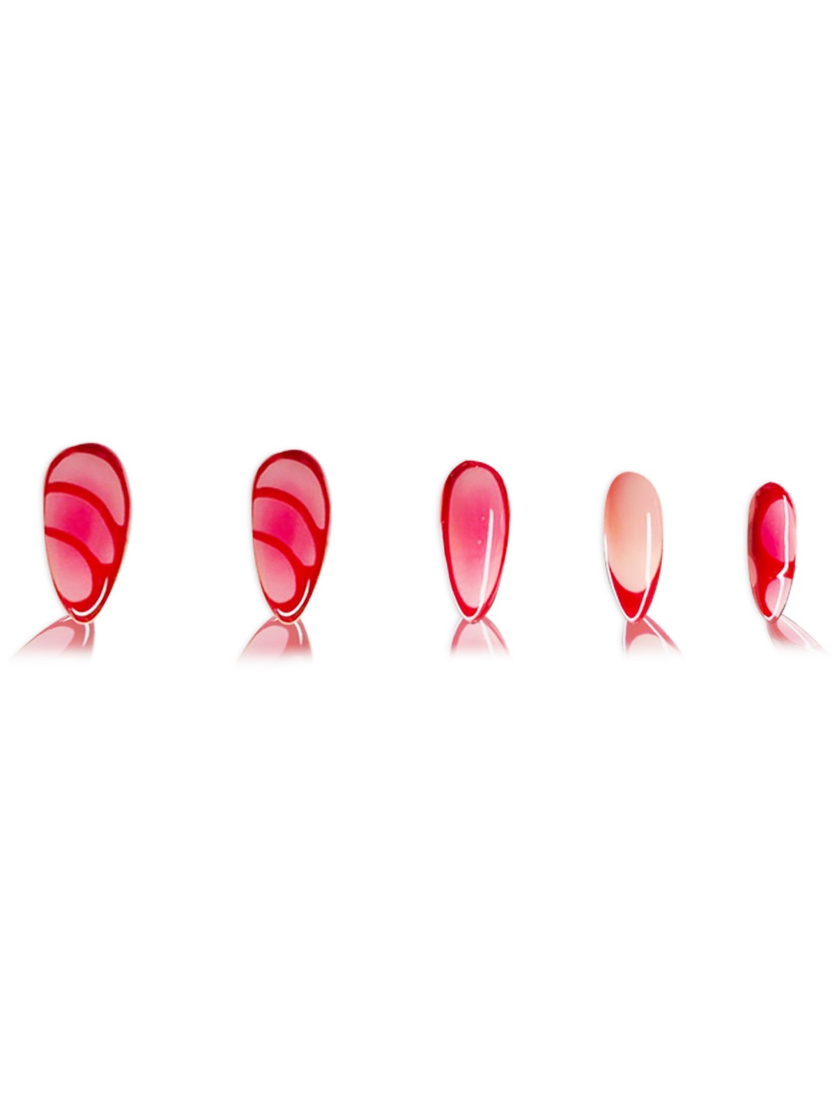 24Pcs Red Ombre French Almond Press On Nails Wholesale