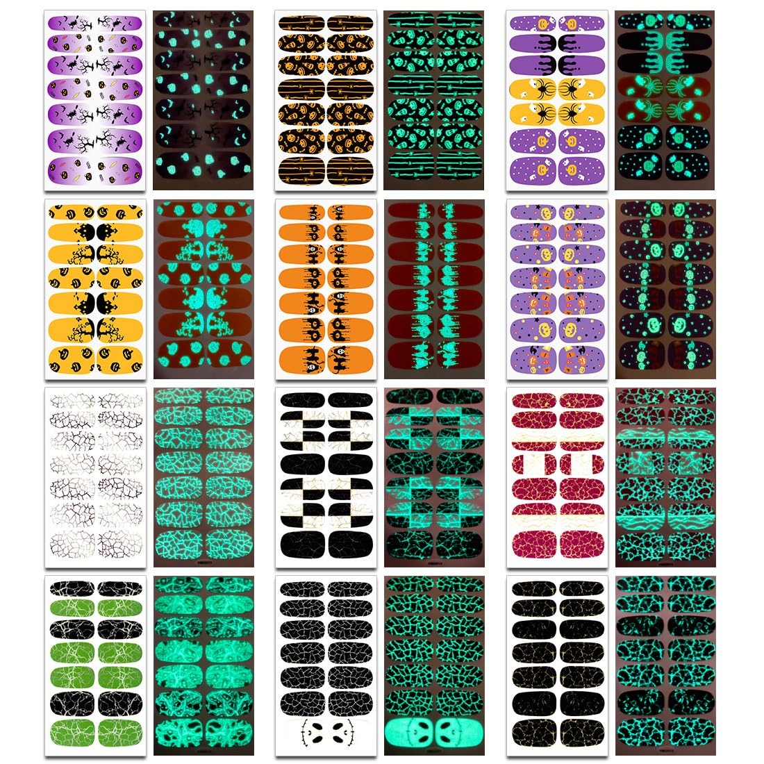DANNEASY 12 Sheets Glow in The Dark Nail Wraps Luminous Halloween-luminous 01