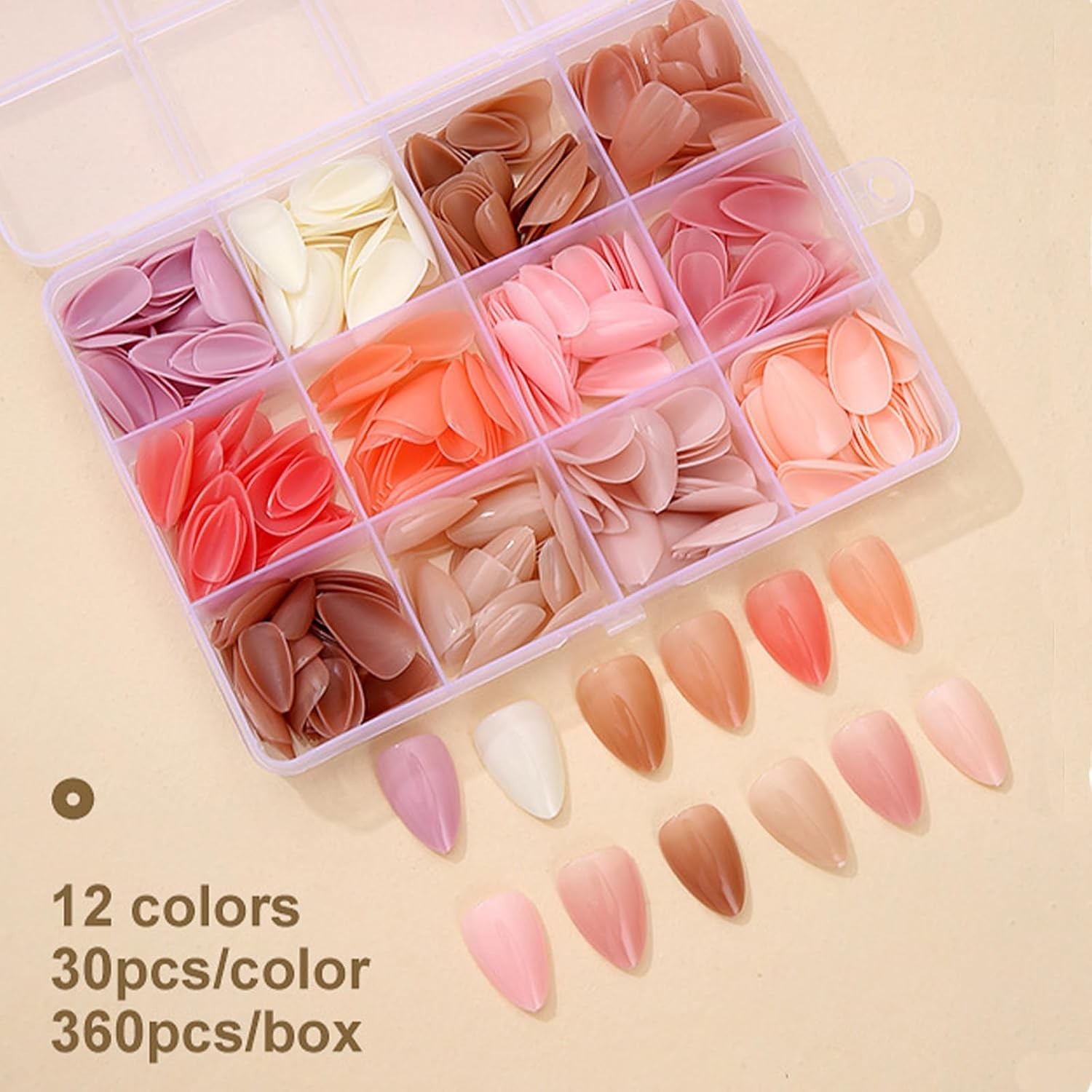 12Packs 360Pcs Almond Press on Nails Short Almond Fake Nails Solid Color Fals…