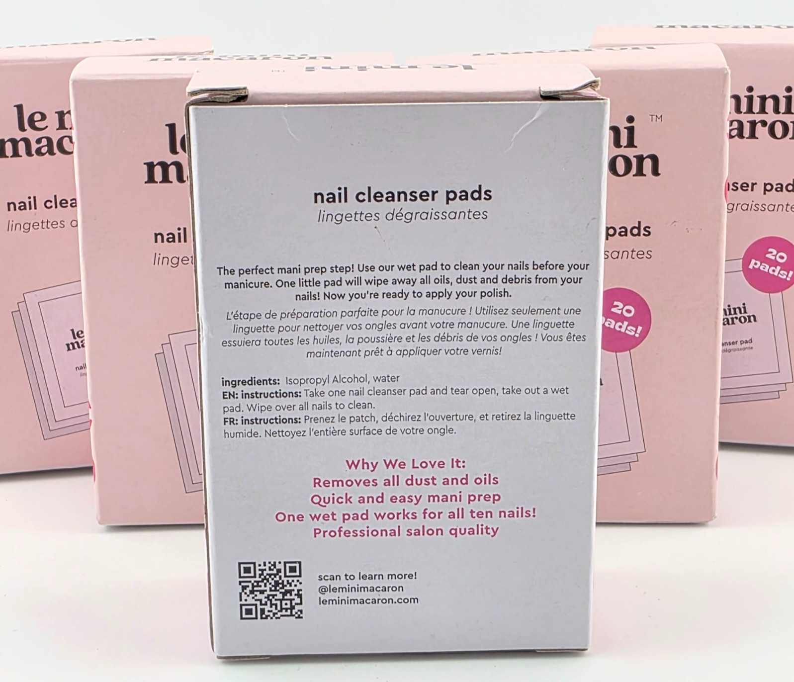 5 Boxes LE MINI MACARON Nail Cleanser Pads 20 Per Box (100 ct Total)