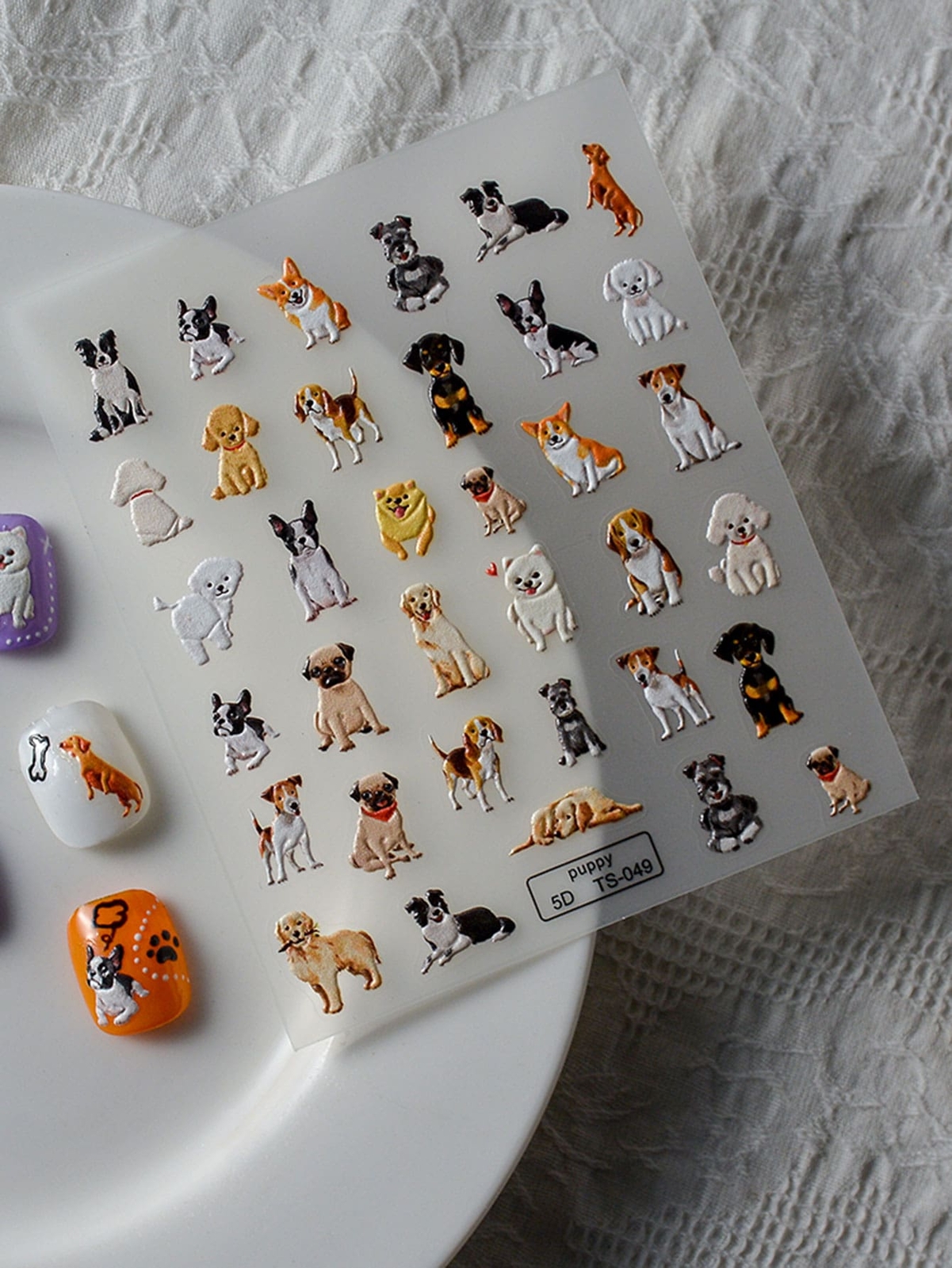 1sheet Dog Pattern Nail Sticker Self-Adhesive Nail Decals Nail Decals Nail