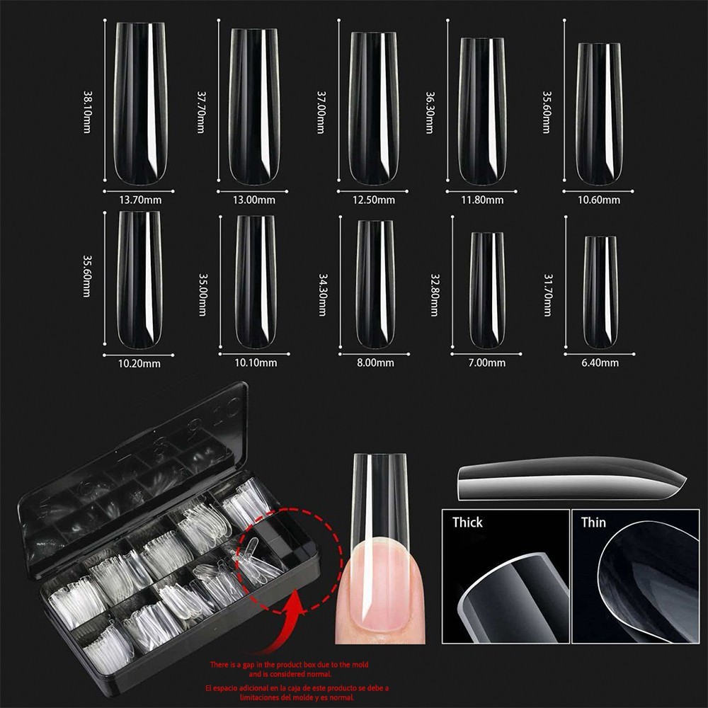 Soft Gel Square Tips – Clear Full Cover Fake Nails Large Gel X Tip – 250 pcs