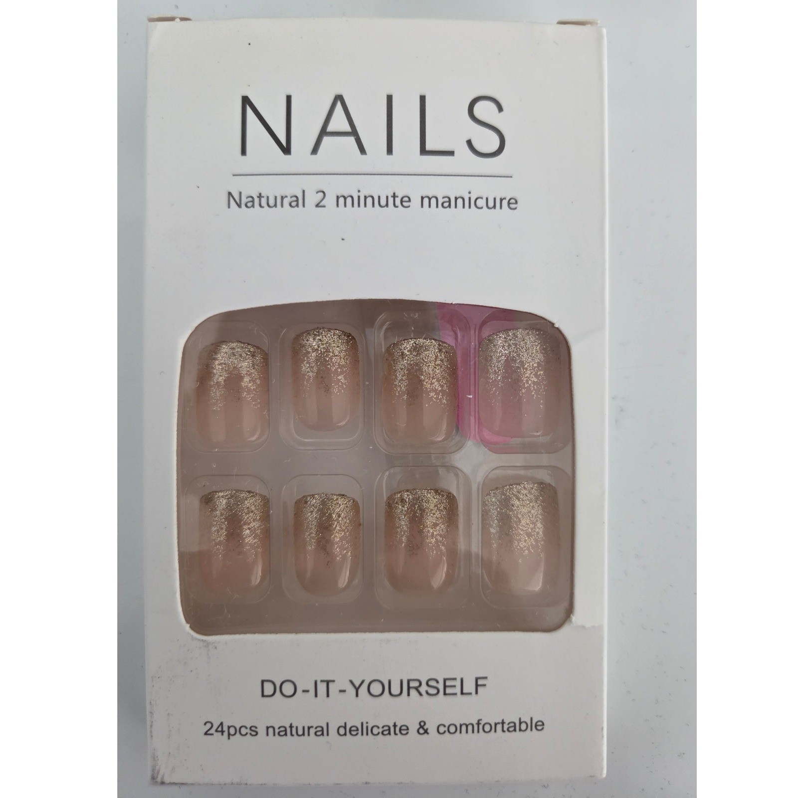 Lot of 3 Press On Nails Sets Reusable 24pc Pink Silver Gold Glitter Reindeer DIY