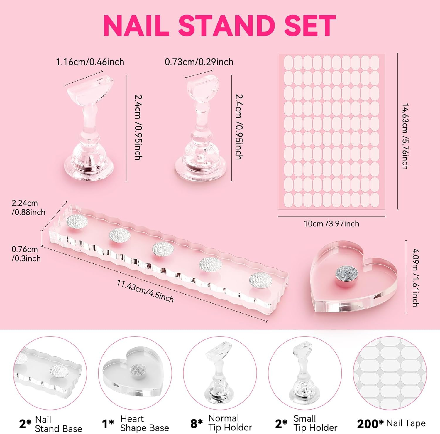 Nail Stand For Press On Acrylic Strong Magnetic Nail Holder Kit Medium Clear