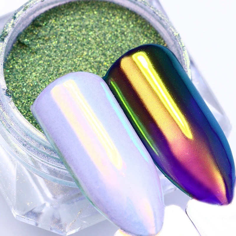 Neon Aurora Unicorn Nail Powder Mermaid AB Mirror Rainbow Shimmer Shine Effect