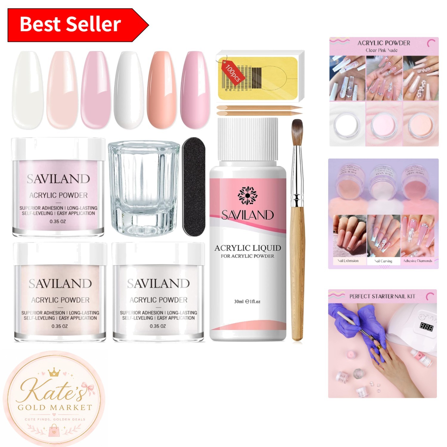 Beginner-Friendly Acrylic Nail Kit: Clear Pink Nail Powder & Liquid Essentials