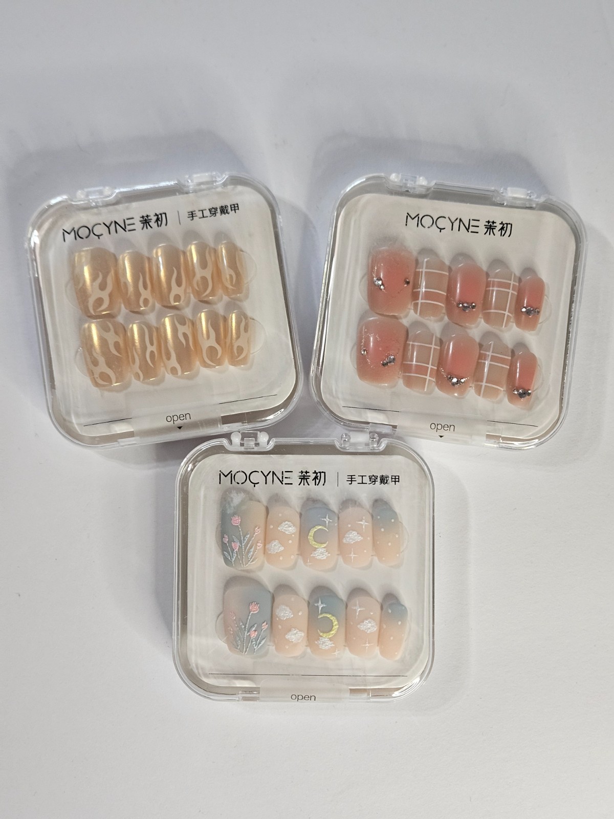 Lot of 3 MOCYNE Boutique Press-On Nail Complete Kits – Short Square NIB