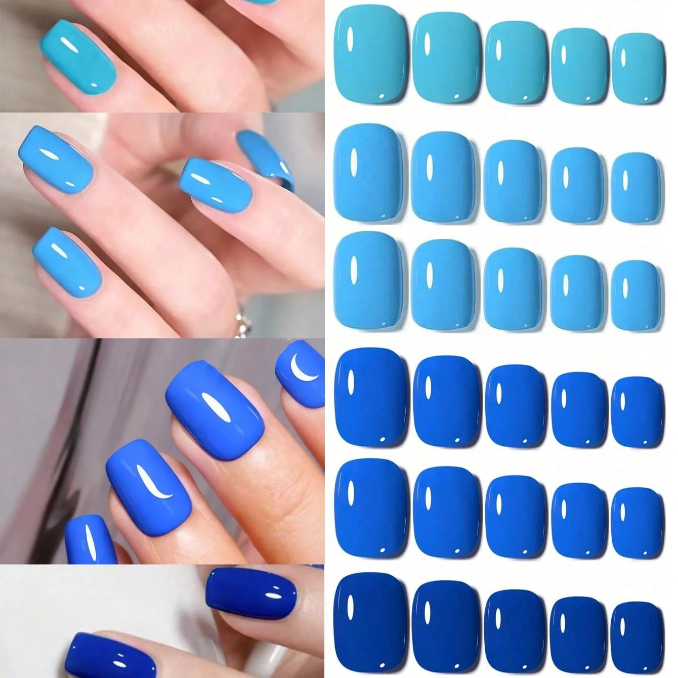 96PCS Matte Style Medium Square Solid Color Coffin Acrylic Fake Nails Nail Art