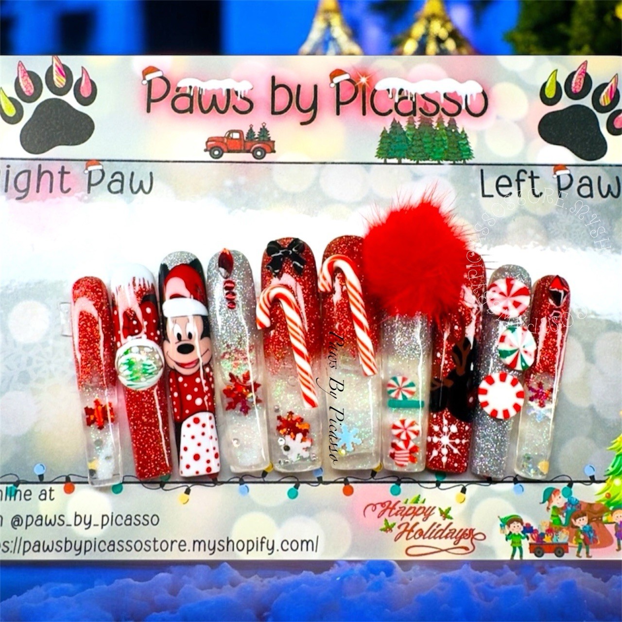 Christmas Disney Aquarium Nails Minnie Mouse