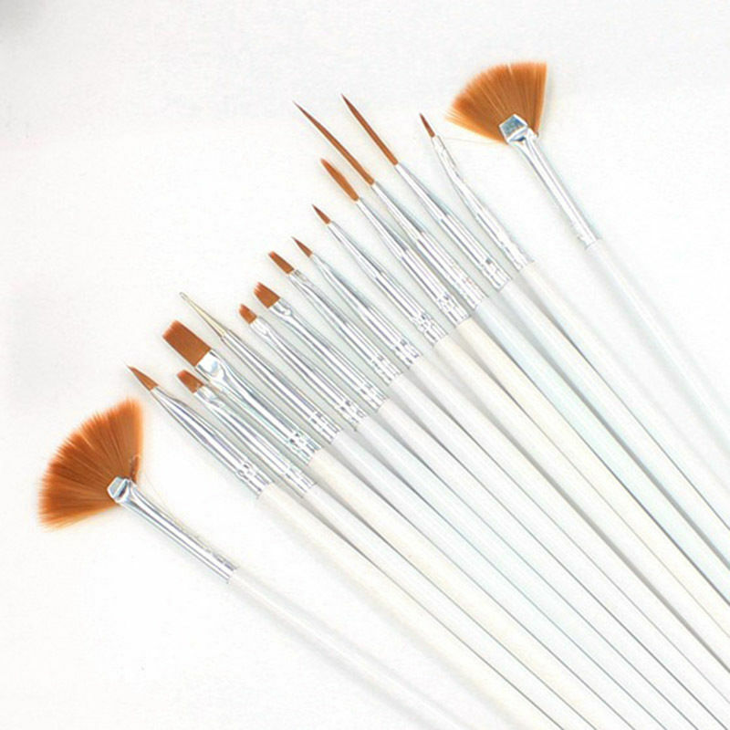 15PCS Nail Pens UV Gel Design Painting Art Brush Set Salon Manicure DIY Tool US