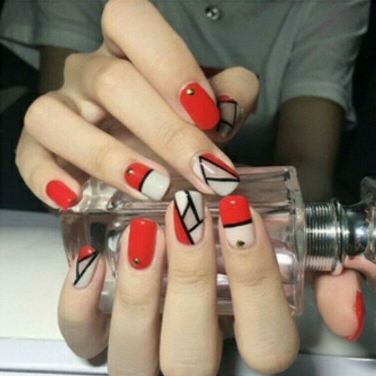 Red white nail polish wraps strips stickers 🇺🇸 Ships from US