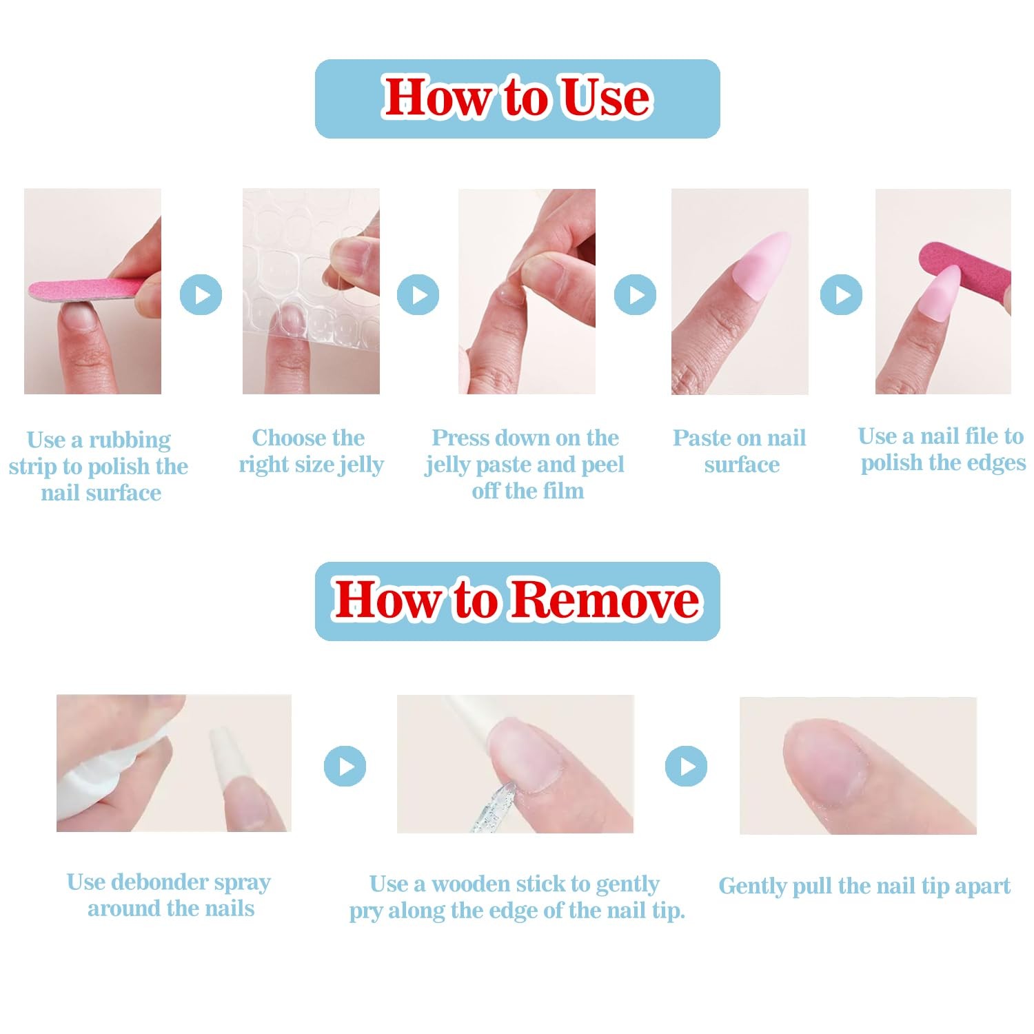 BRKYKGK French Tip Press On Nails Handmade Short Duck 3D Flower Thick Acrylic