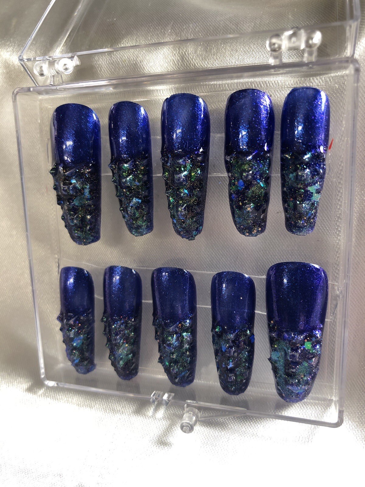 Z CLAWZ! Unique Set Of Stained Glass/Gator, Custom, Homemade Press On Nails