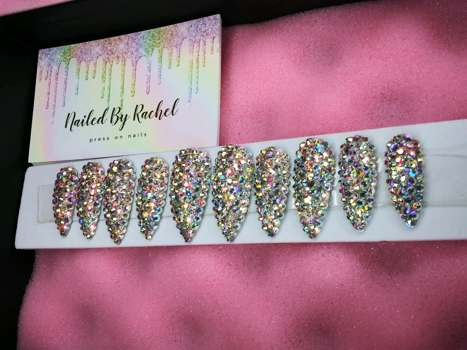 Super bling swarvoski Crystal Press On Nails – bridal stiletto diamond bling set