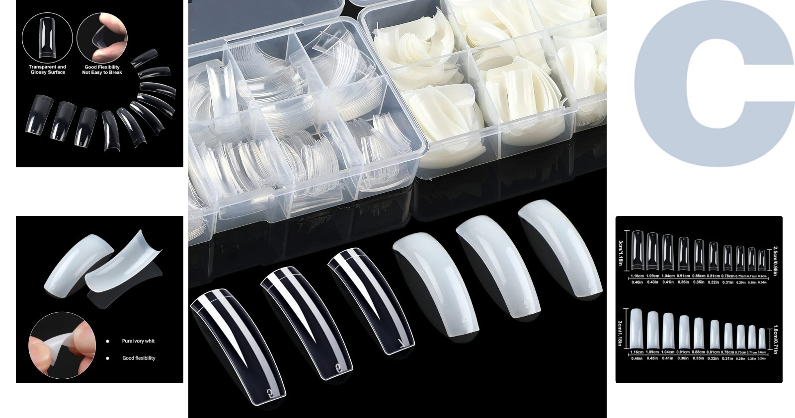 Durable 1000PCS Nail Tips – Glossy Ballerina Acrylic Extensions for Creative Art