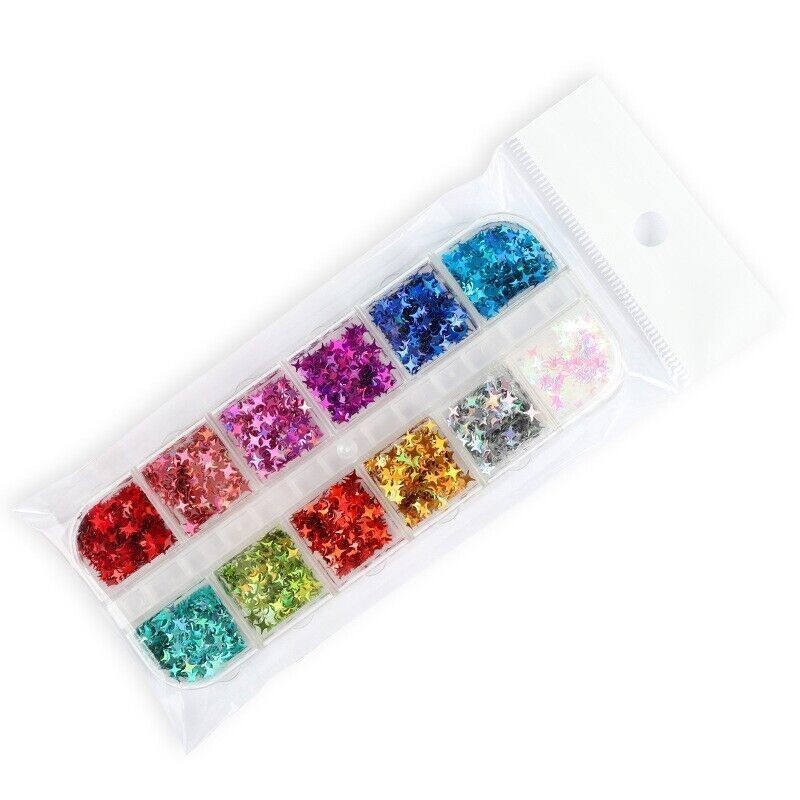 Nail Sequins~Glitter Four Point Star Shape Laser Flakes Nail Art Tips Decoration