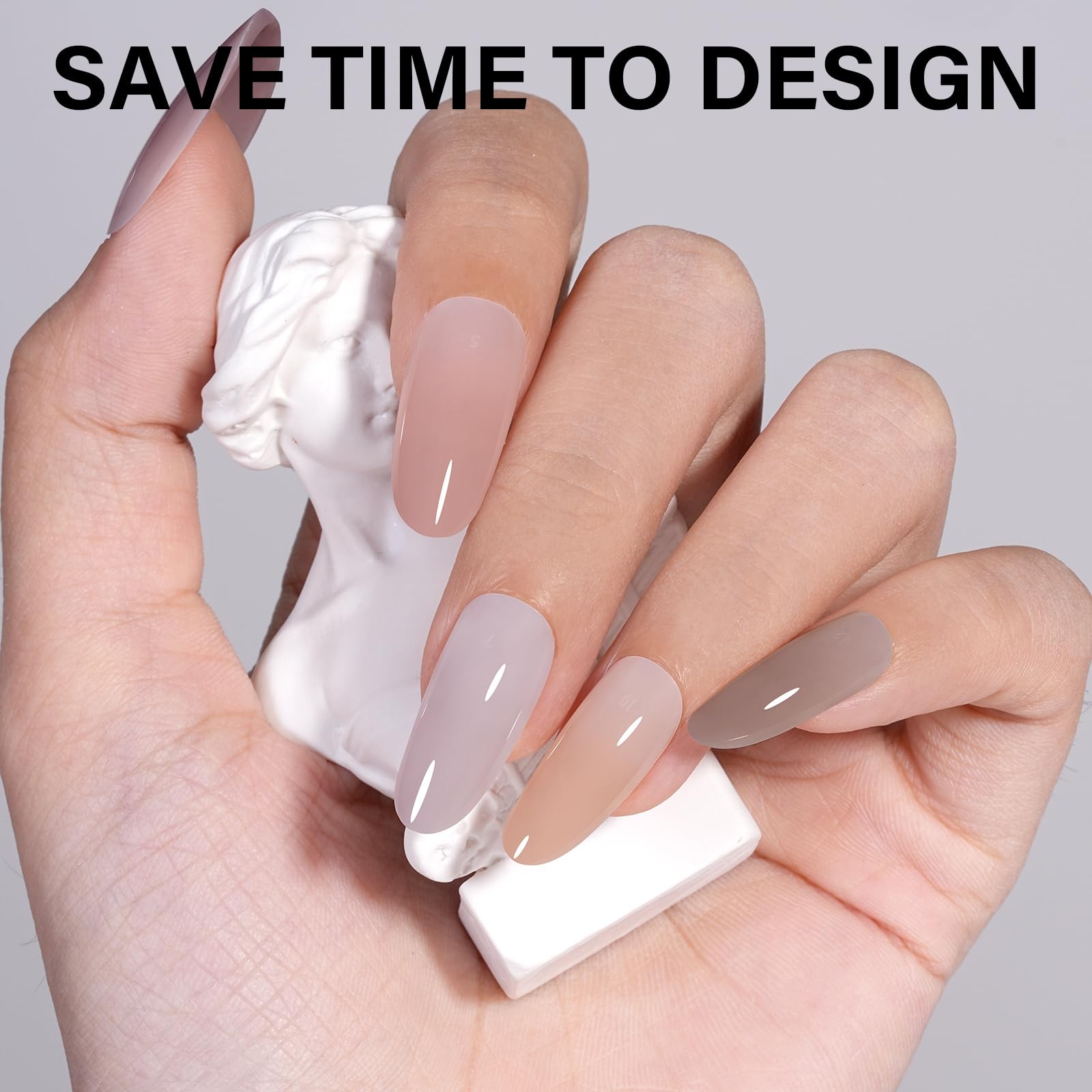 AILLSA Medium Gel Nail Tips Oval Shape 5 Natural Oval,