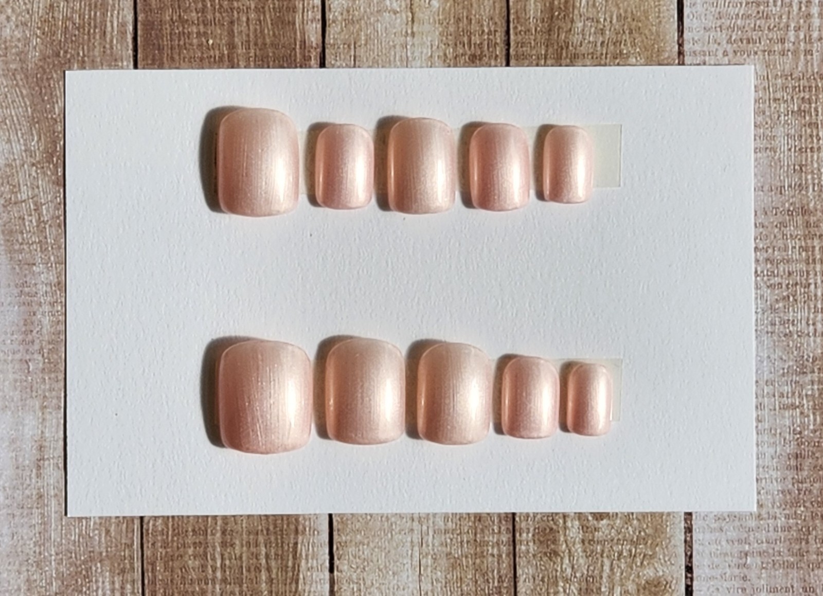 Custom Press On Gel Nails Handmade Pink Pearlescent Square Short 20 Tips