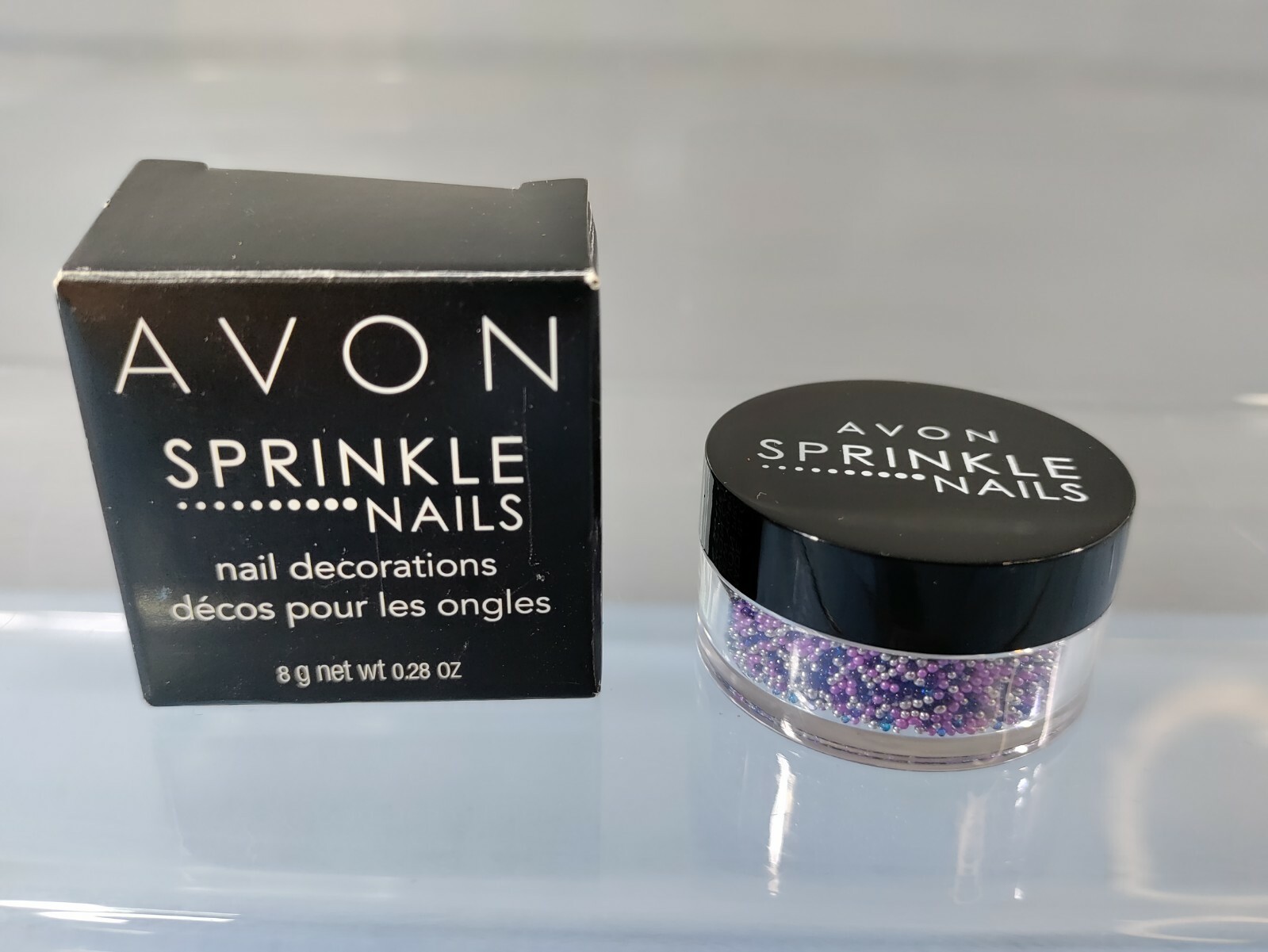 NEW AVON SPRINKLE NAILS NAIL DECORATIONS PURPLE CONFETTI .28 OZ