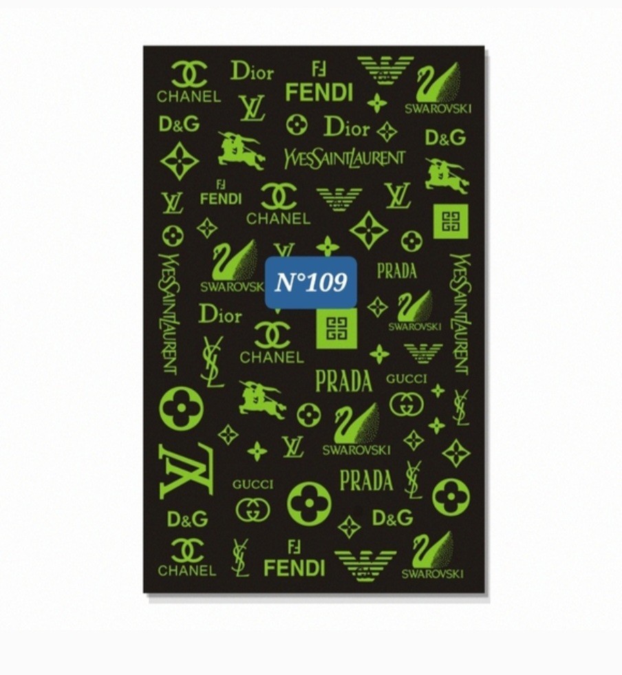 NWT NAIL ART DESIGN ONE SHEET SELF-SEAL STICKERS WHITE GLOW-IN-THE-DARK N°109!