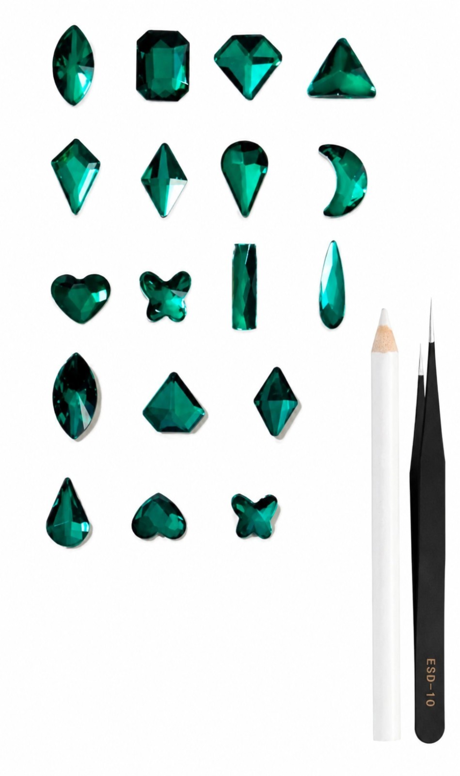 120 Pc. Emerald Green Luxury Nail Art Rhinestones Kit for Acrylic Nails