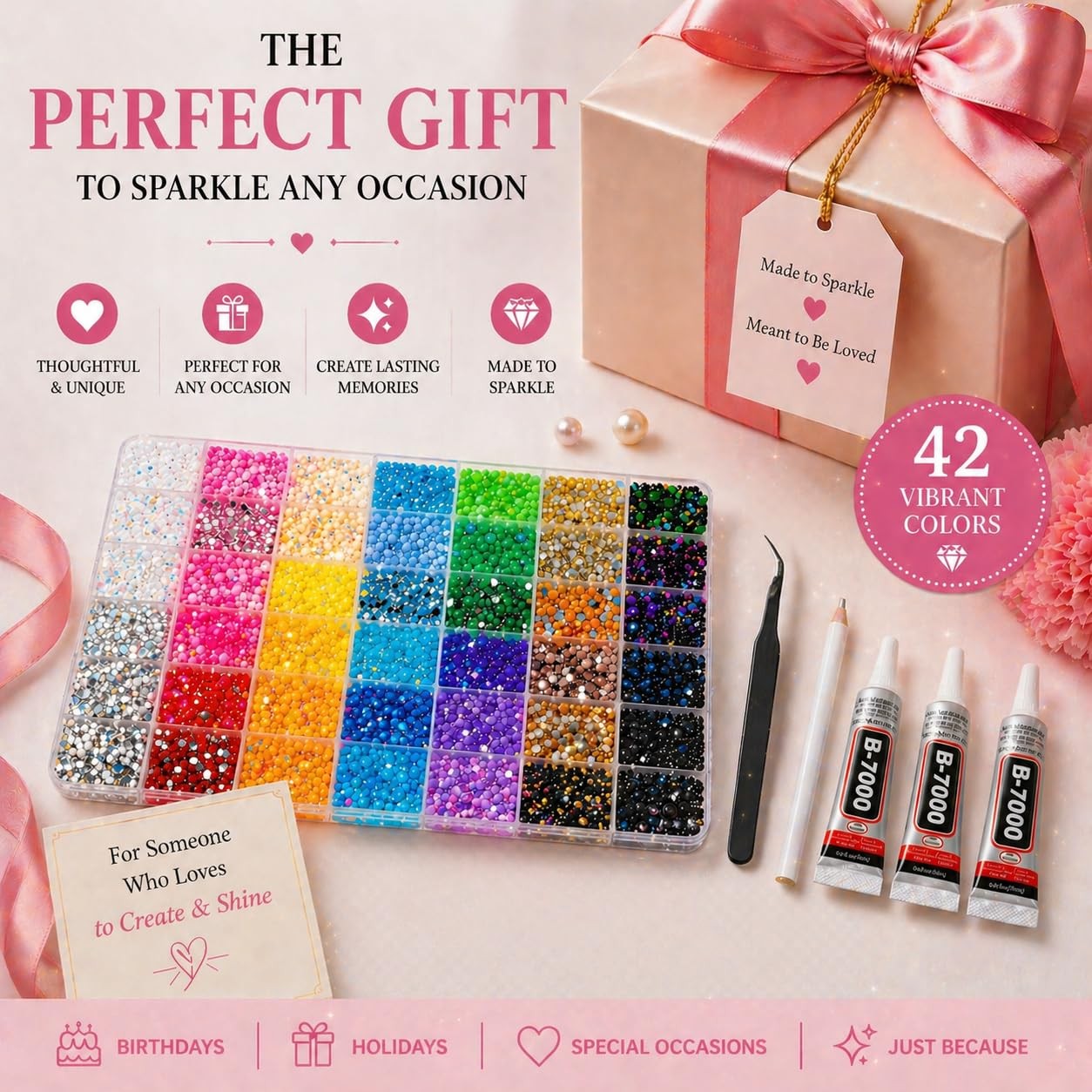 Bedazzling Kit 42 Colors, Bedazzler Kit with 42000Pcs Rhinestones, Tweezer, 3…