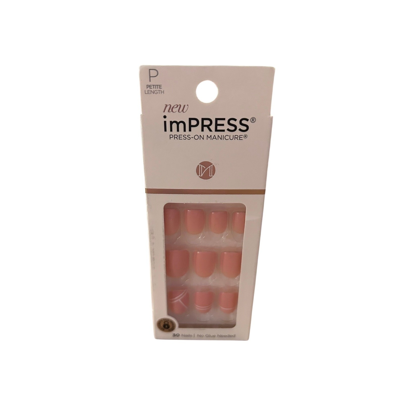 New Impress 30pc Press-On Manicure Nails Light Pink w/White 🩷🤍 No Glue Needed