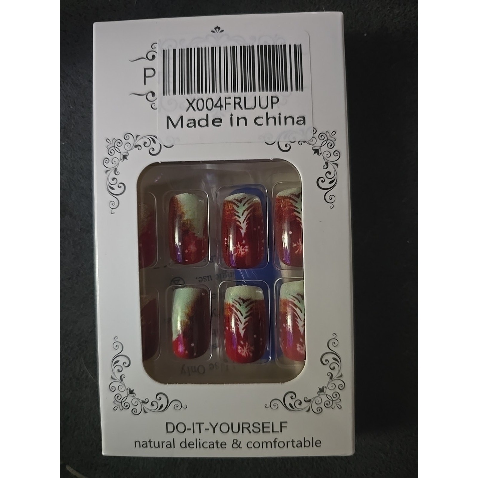 Christmas Press on Nails Medium Square SWEKKE Red & Gold Fake Nails Winter False