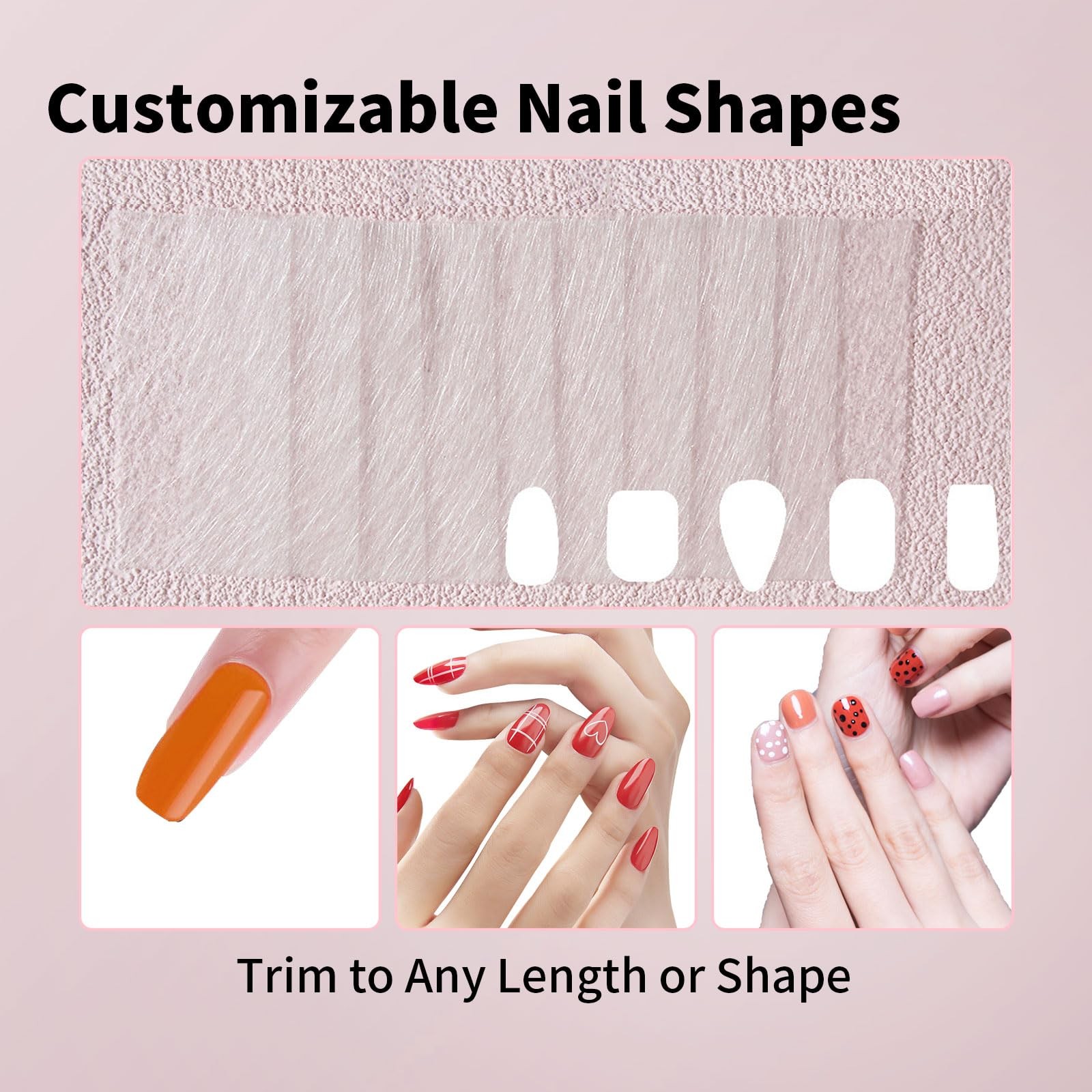 KMYZQDV 100PCS Fiberglass Nail Wrap Extension Kit Nails Repair Natural white