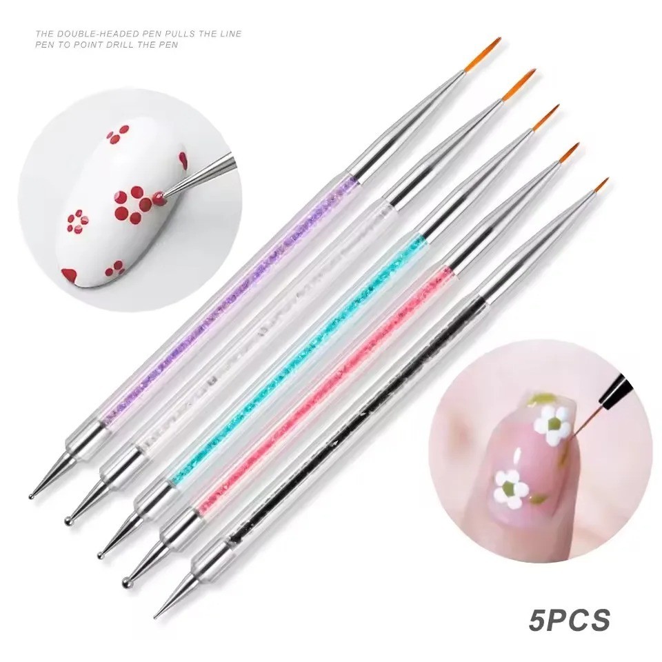 5Pcs Nail Art Brushes Nail Dotting Tool Nail Art Tools 2 in 1 Nail Art Tool Set