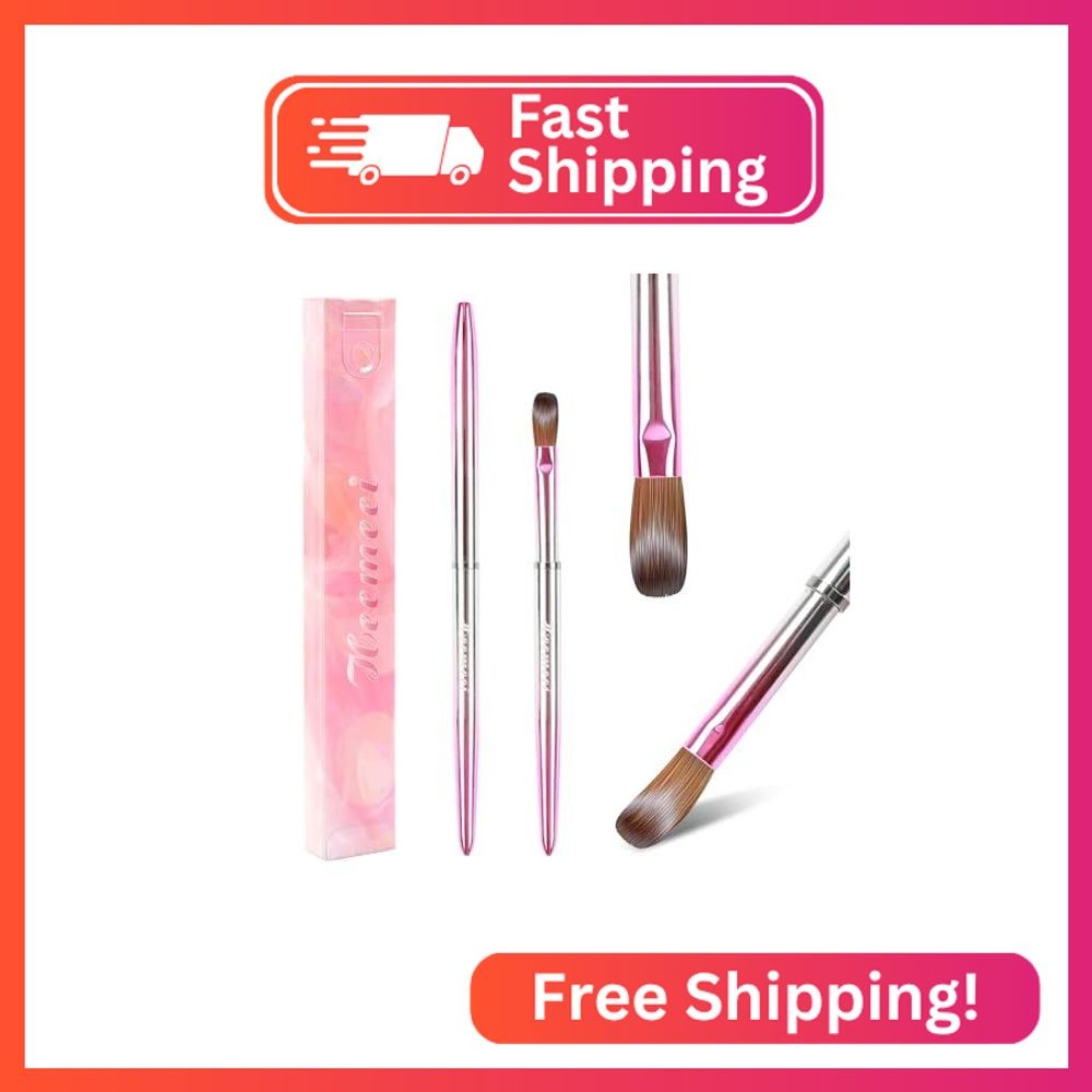 heemeei Acrylic Nail Brush Size 8, 100% Pure Kolinsky Nail Art Brush, Sturdy Han