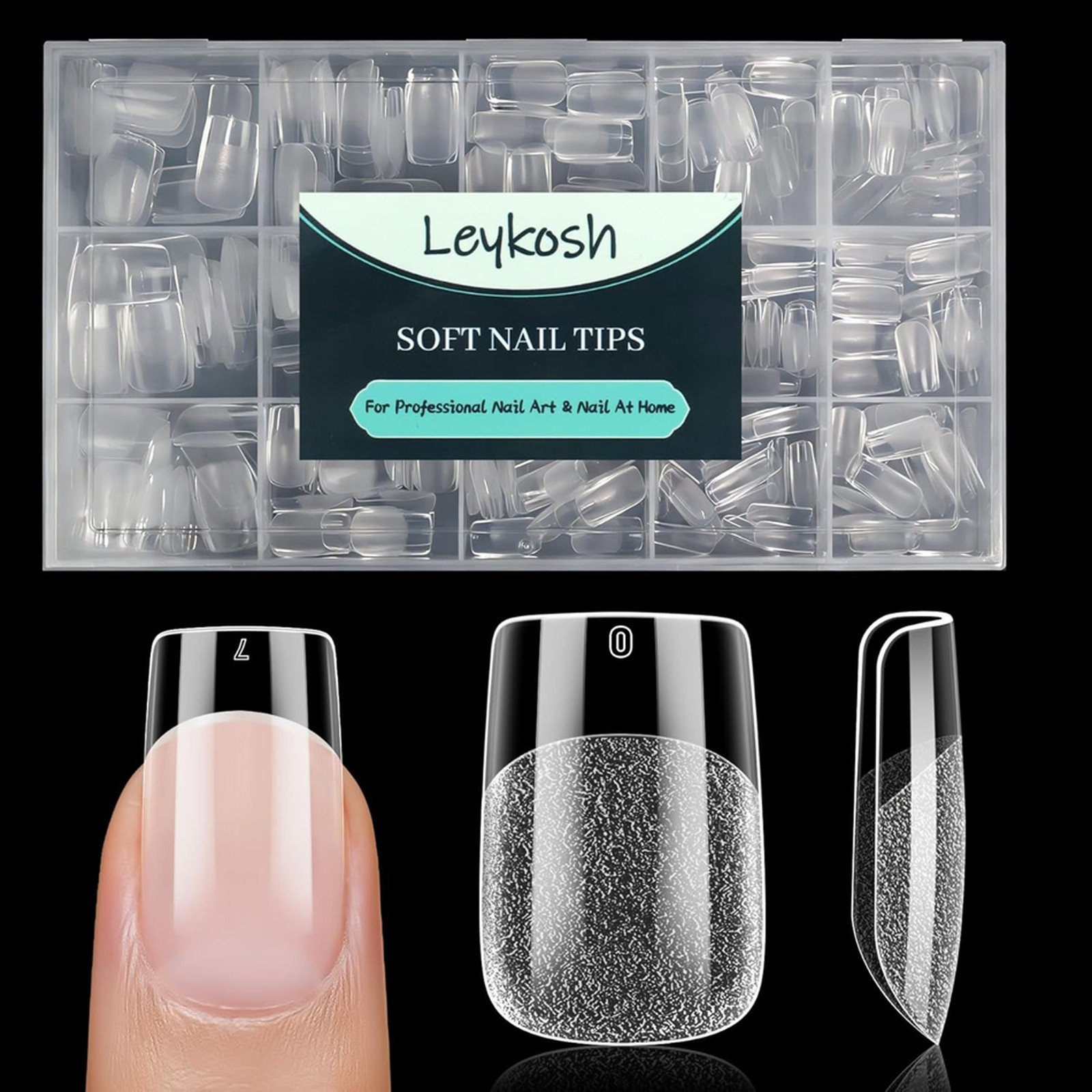 Short Square Nail Tips 15 Sizes 330PCS Soft Gel Fake Nails Half Matte Clear