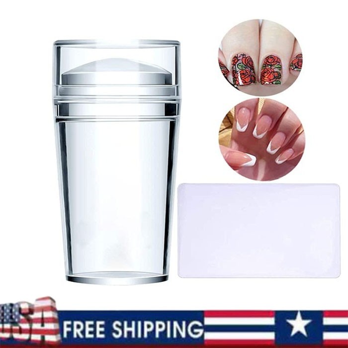 Silicone Head Nail Stamp Set with Scraper French Nail Art Template DIY Tool