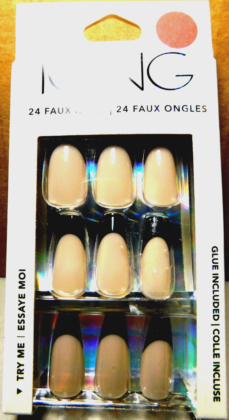 CBI Distributing Corp.~Icing 24 Faux Nails Vegan CB.AN Beige With Black Tip Nail