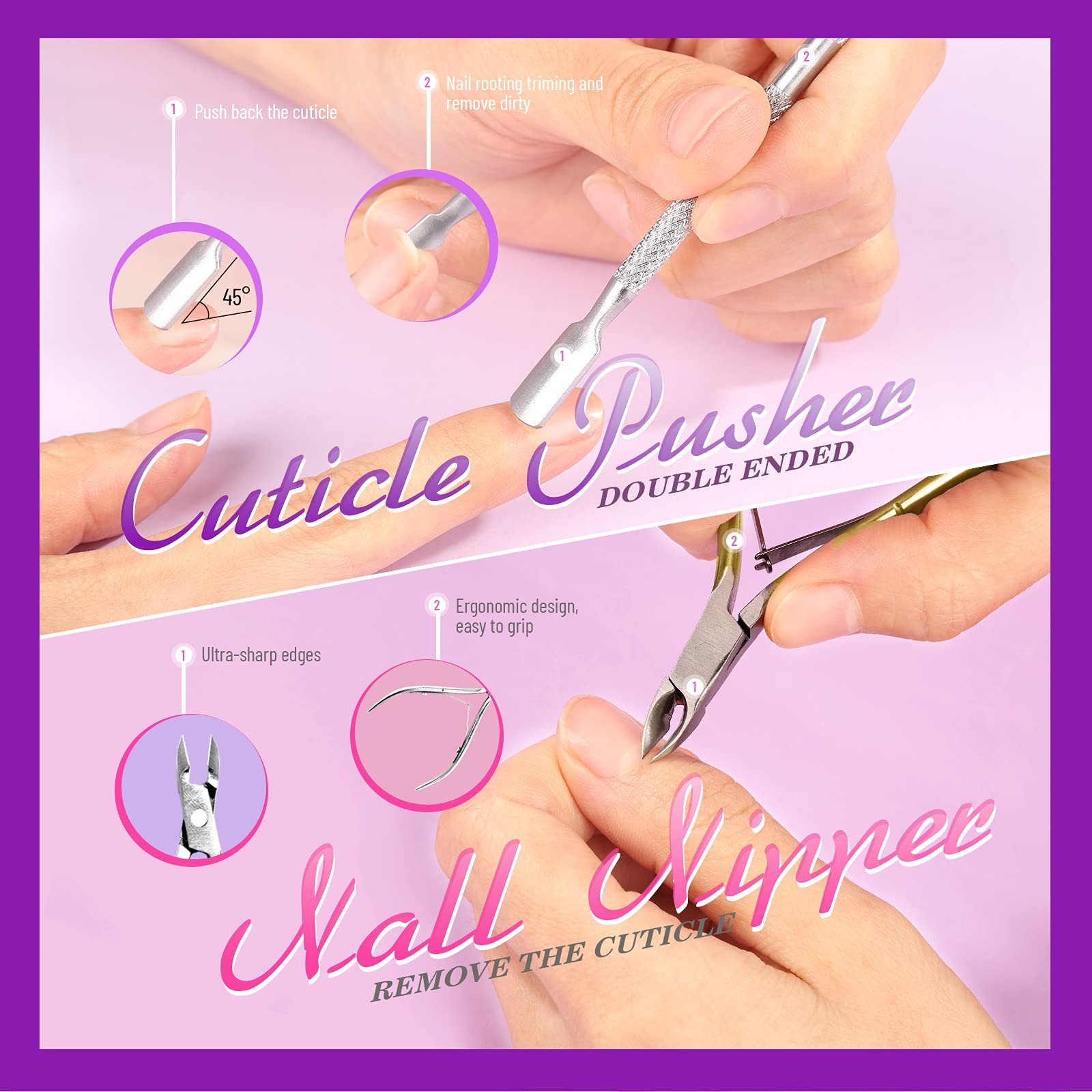 Teenitor Nail Gel Polish Dipping Powder Remover Tools 519 Piece Set, Purple