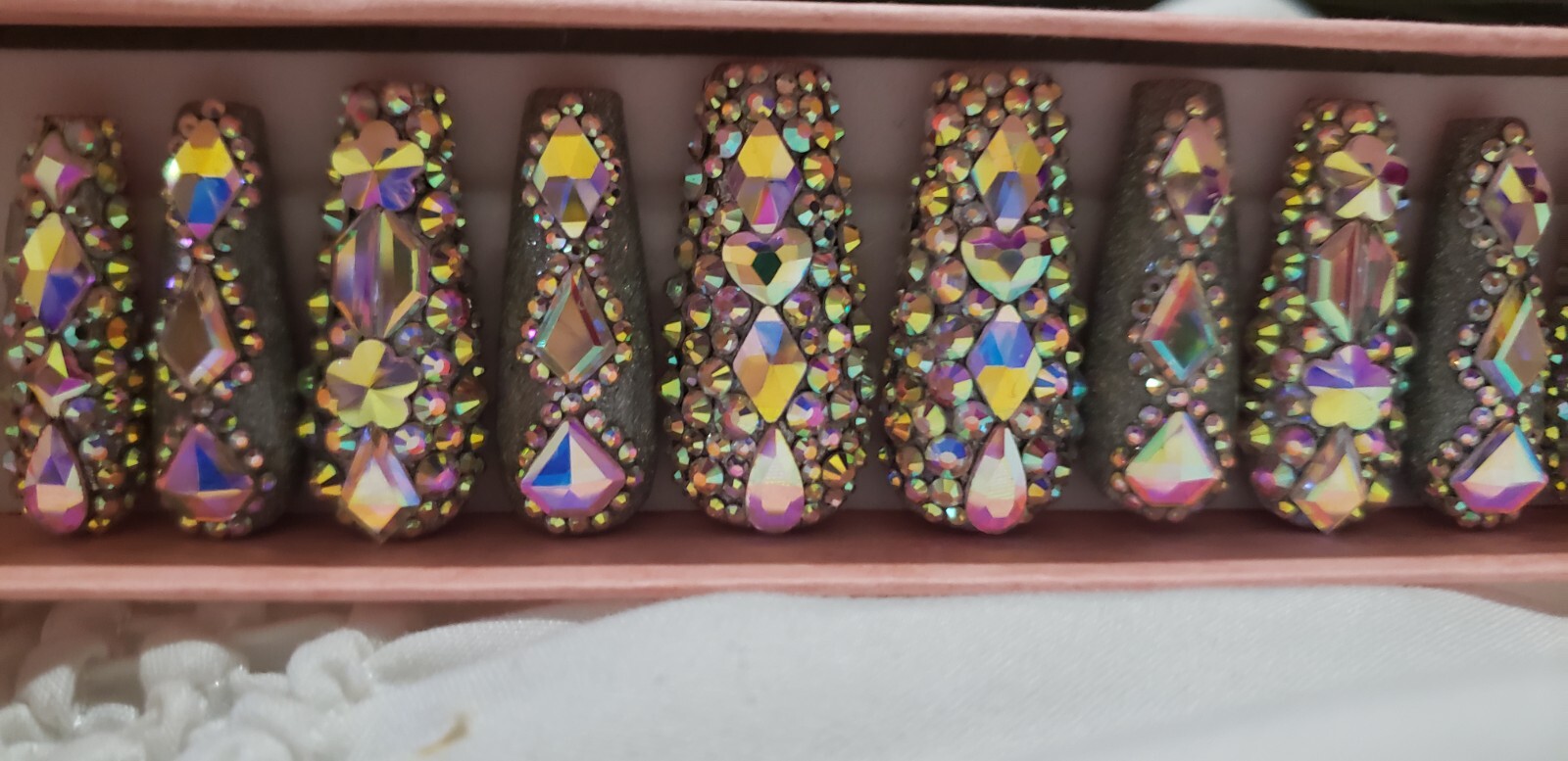 Handmade Red bottom long coffin Bling lux press on nails custom size shape lengt