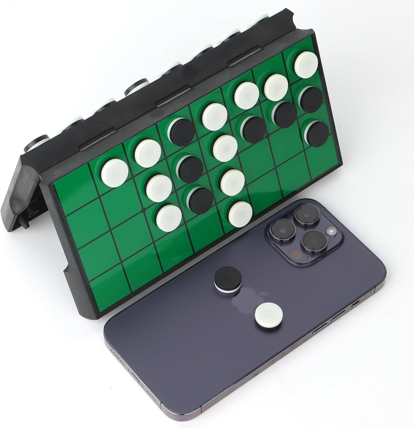 MusicTree Magnetic Reversi Board Game Set with Folding White, Black, Green