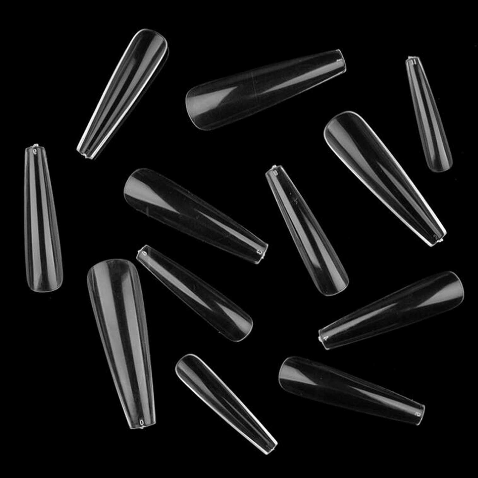 XL Coffin Acrylic Nail Tips, 240pc Ballerina Shaped, Full Cover Artificial Fi…