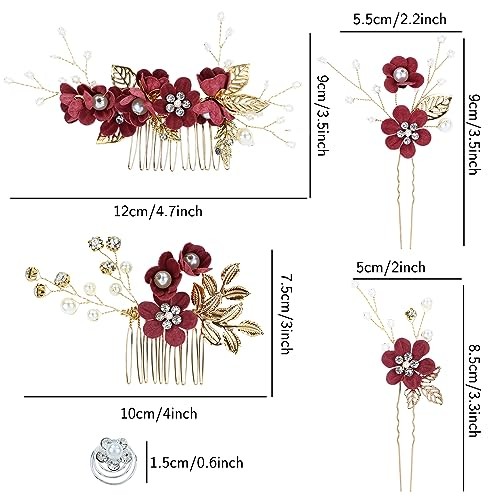 Cinaci 18 Pieces Bridal Wedding Party Prom 1 Count (Pack of 18), Burgundy