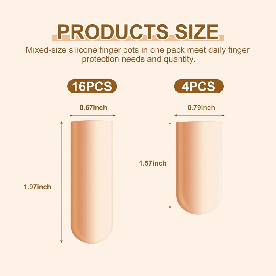 Gel Finger Cots 20Pcs -Reusable Silicone Finger & Thumb GuardsFlexible Shield…