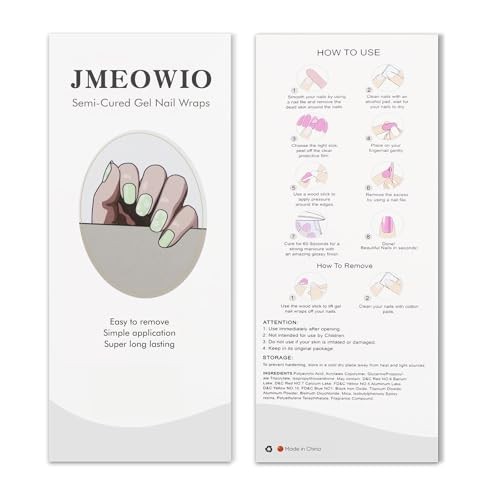 Gel Nail Stickers White Flower Light Green Semi Cured Gel Nail Strips Wraps