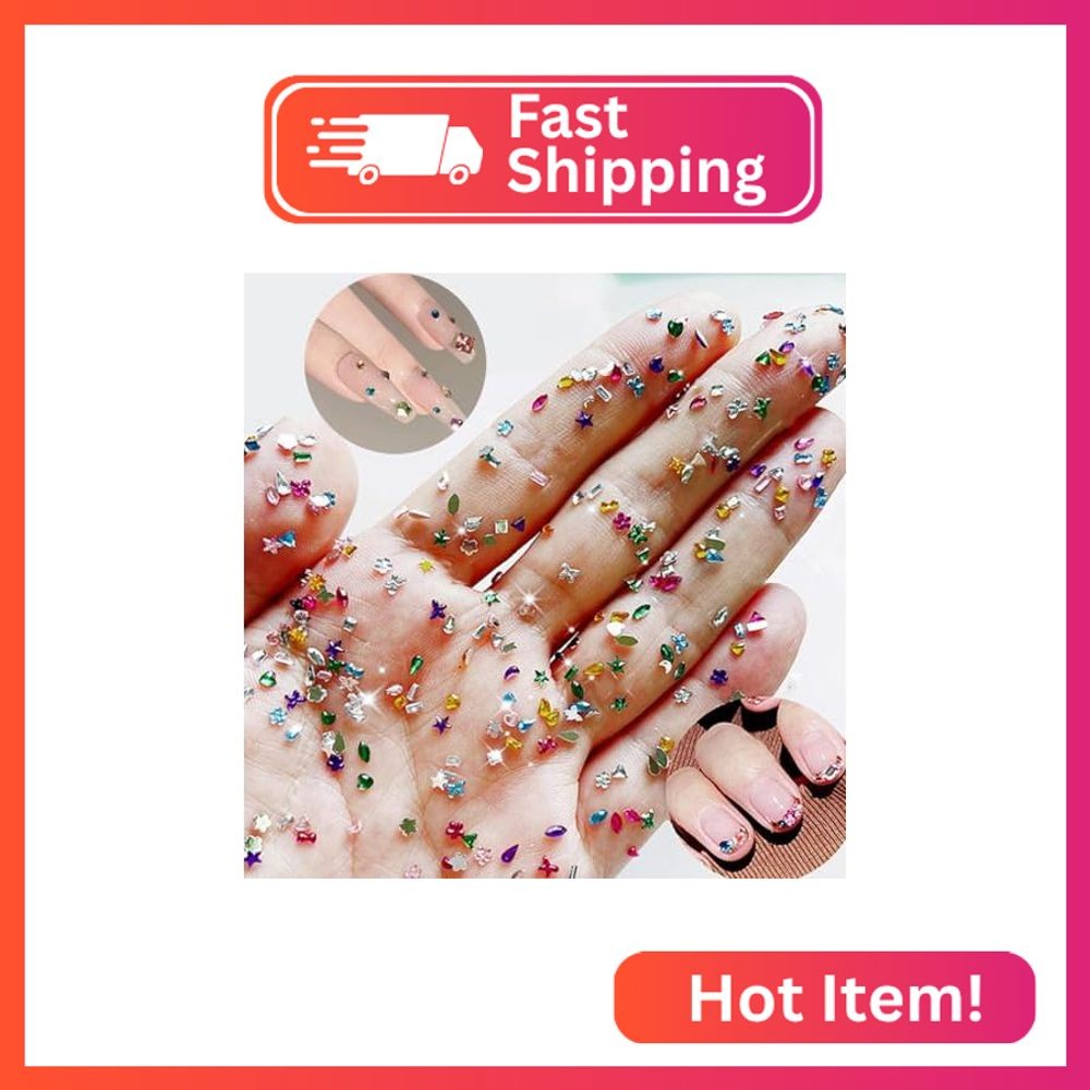 COOSLIM 3000PCS Colorful Rhinestones Nail Art Charms Multi Shape Crystal Flat Ba