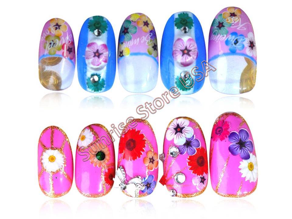 3D Nail Art Sticker Colorful Flower Daisy Flower Decals Manicure Peel & Stick