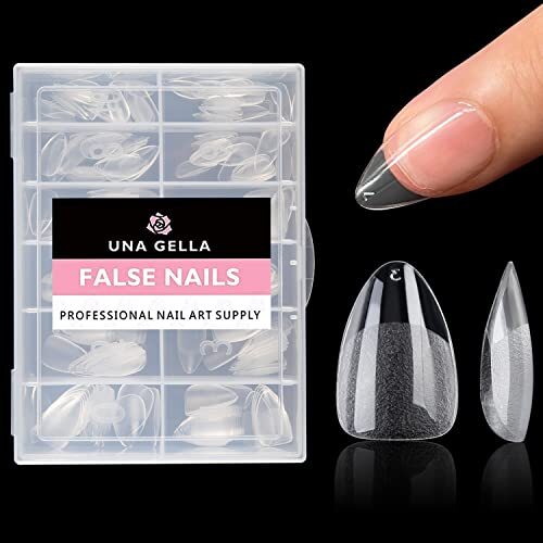 Fake Nails 216pcs Pre-shape Gel Acrylic Nail Tips for Full Cover Short Almond